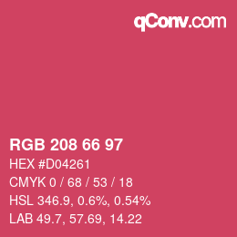 Color code: RGB 208 66 97 | qconv.com