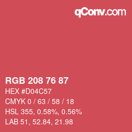 Color code: RGB 208 76 87 | qconv.com