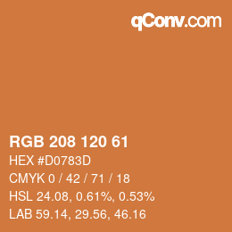 Código de color: RGB 208 120 61 | qconv.com