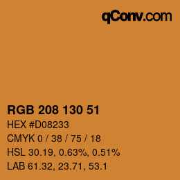 Code couleur: RGB 208 130 51 | qconv.com