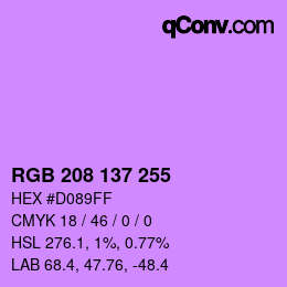 Farbcode: RGB 208 137 255 | qconv.com