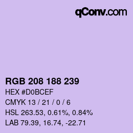 カラーコード: RGB 208 188 239 | qconv.com