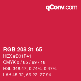 Código de color: RGB 208 31 65 | qconv.com