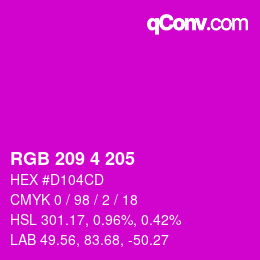 Code couleur: RGB 209 4 205 | qconv.com