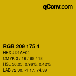 Color code: RGB 209 175 4 | qconv.com