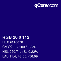 Farbcode: RGB 20 0 112 | qconv.com