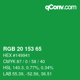 Code couleur: RGB 20 153 65 | qconv.com