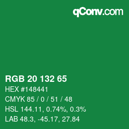 Código de color: RGB 20 132 65 | qconv.com