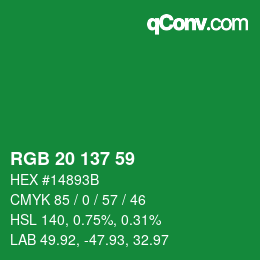 Código de color: RGB 20 137 59 | qconv.com