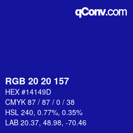 Color code: RGB 20 20 157 | qconv.com