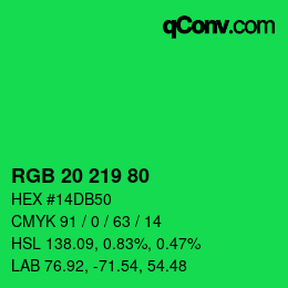 Code couleur: RGB 20 219 80 | qconv.com