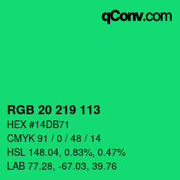 カラーコード: RGB 20 219 113 | qconv.com