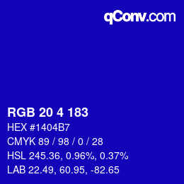 カラーコード: RGB 20 4 183 | qconv.com