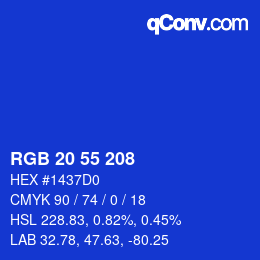 カラーコード: RGB 20 55 208 | qconv.com