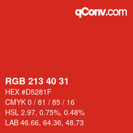 Código de color: RGB 213 40 31 | qconv.com