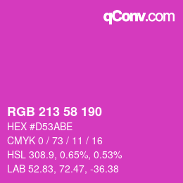 カラーコード: RGB 213 58 190 | qconv.com