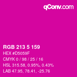 Code couleur: RGB 213 5 159 | qconv.com