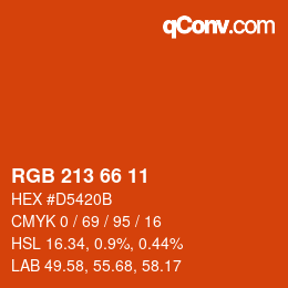 Color code: RGB 213 66 11 | qconv.com