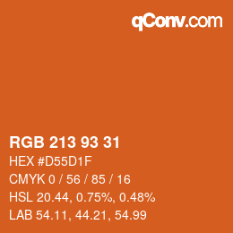 Color code: RGB 213 93 31 | qconv.com