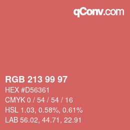 Code couleur: RGB 213 99 97 | qconv.com