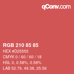 Código de color: RGB 210 85 85 | qconv.com