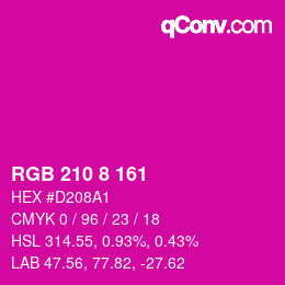 Code couleur: RGB 210 8 161 | qconv.com