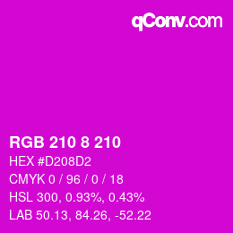 カラーコード: RGB 210 8 210 | qconv.com