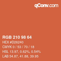 Code couleur: RGB 210 98 64 | qconv.com