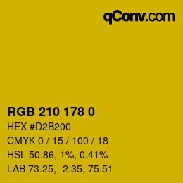 Código de color: RGB 210 178 0 | qconv.com