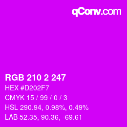 Farbcode: RGB 210 2 247 | qconv.com