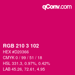 カラーコード: RGB 210 3 102 | qconv.com