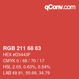 Código de color: RGB 211 68 63 | qconv.com