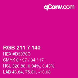 Color code: RGB 211 7 140 | qconv.com