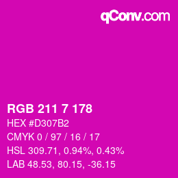 Code couleur: RGB 211 7 178 | qconv.com