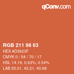 Code couleur: RGB 211 98 63 | qconv.com