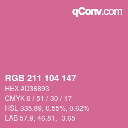 Code couleur: RGB 211 104 147 | qconv.com