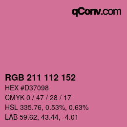 Code couleur: RGB 211 112 152 | qconv.com