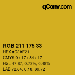 Código de color: RGB 211 175 33 | qconv.com