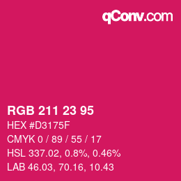 Color code: RGB 211 23 95 | qconv.com