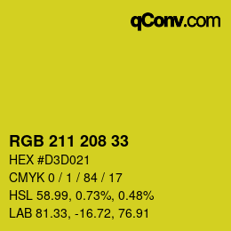 Código de color: RGB 211 208 33 | qconv.com