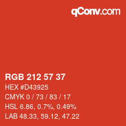 Color code: RGB 212 57 37 | qconv.com