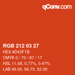 Código de color: RGB 212 63 27 | qconv.com