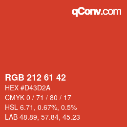 Color code: RGB 212 61 42 | qconv.com