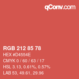 Código de color: RGB 212 85 78 | qconv.com