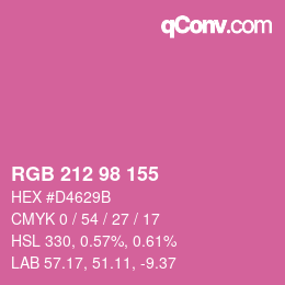 Color code: RGB 212 98 155 | qconv.com