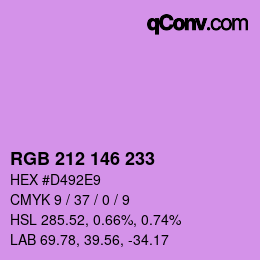 Farbcode: RGB 212 146 233 | qconv.com