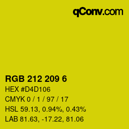 Color code: RGB 212 209 6 | qconv.com