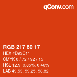 Código de color: RGB 217 60 17 | qconv.com