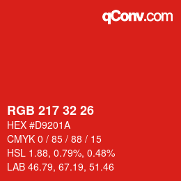 Código de color: RGB 217 32 26 | qconv.com