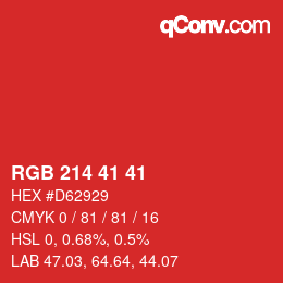 Farbcode: RGB 214 41 41 | qconv.com